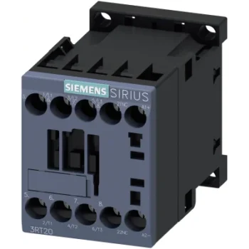 Contactor de Potencia SIRIUS 3RT2 / AC-3e/AC-3 9 A / 4 kW a 400 V / 3 Polos / 24 V DC / 1 NC Auxiliar / Bornes de Tornillo / Tamaño S00 / IP20 / Montaje en Carril DIN 35 mm