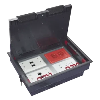 Caja de Piso / 4 Módulos Universales / ABS y Acero Galvanizado / 1.957 kg / 6.42 lb / Negro