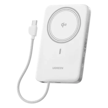 Banco de Energía / 10000 mAh / 30W USB-C PD+PPS / Cable USB-C Integrado 30W / Carga Inalámbrica Magnética 15W / Pantalla LED / 39.2 Wh