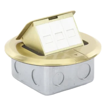 Mini Caja de Piso Redonda / Bronce / 3 Puertos / 0.829 kg / Voz y Datos / Keystone