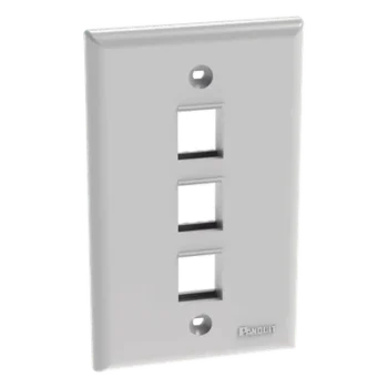 Placa de Pared Vertical / 3 Puertos Keystone / ABS / 69.8 x 114.3 mm / 2.75 x 4.5 pulg. / Blanco