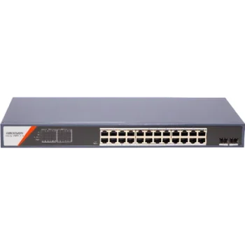 Switch PoE+ Administrable / 24 Puertos Gigabit / 2 Puertos SFP / PoE Extendido 250 m (820.2 ft) / 370 W / Tasa de Reenvío 36.688 Mpps