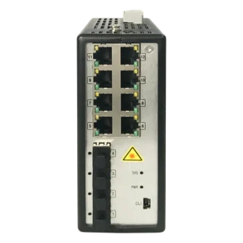 Switch Industrial Administrable / 8 Puertos Gigabit PoE+ 30W / 4 Puertos SFP / 250W Total / 48-57 VCD / -40°C a 75°C / 140×52×110 mm / 5.5×2.0×4.3 pulgadas