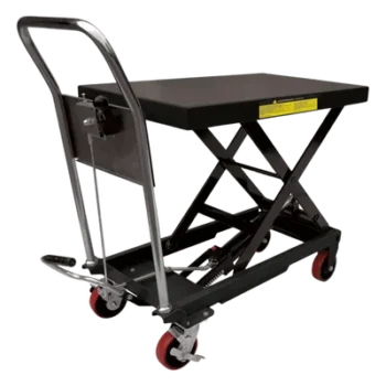 Mesa Elevadora Hidráulica / Capacidad 300 kg a 1 t / Elevación 100 cm (3.28 ft) / Ruedas de Poliuretano con Freno / Soporte de Tijera Doble / Pedal de Aproximación Rápida