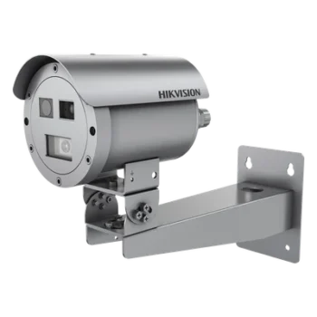 Cámara Bala IP Térmica Dual / Térmico 384x288 15 mm / Óptico 4 MP 15 mm / Termométrica -20°C a 150°C / IP68 / IR 30 m (98.4 ft) / Antiexplosión / Anticorrosión