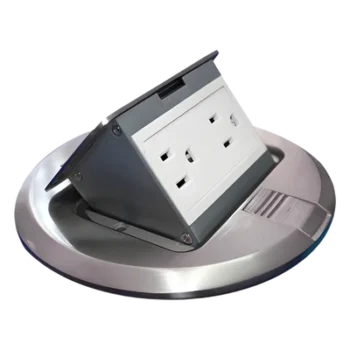 Mini Caja de Piso Redonda / Acero Inoxidable / 2 Contactos / 15 A ANCE / 150x150x70 mm / 0.92 lb / 5.9x5.9x2.8 pulg
