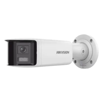 Cámara Bala IP / 4 Megapixel / Dual Lente 2.8 mm / Panorámica 180° / IR 40 m (131.2 ft) / WDR 120 dB / IP67 / Audio Bidireccional / PoE