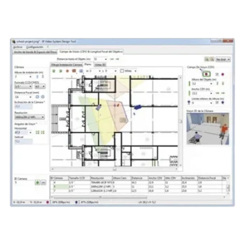 Software de Diseño para Sistema de Video IP / Hasta 256 Cámaras por Proyecto / Simulación 3D Fisheye / Importación CAD y Modelos 3D / Cálculo de Ancho de Banda y Almacenamiento