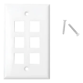 Placa de Pared / 6 Puertos / Keystone / Montaje Vertical / 70 x 115 mm / 2.75' x 4.52' / UL CE ETL