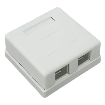 Caja de Pared / 2 Puertos RJ45 / Cat5e STP / T568A-B / UL 94V-0