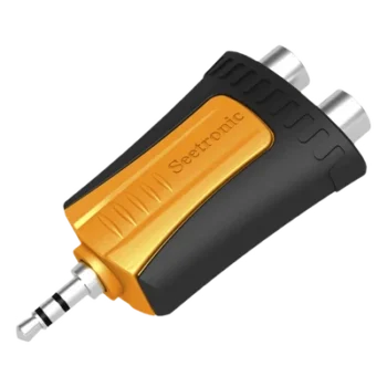 Adaptador de Audio / 3.5 mm Estéreo a 2 RCA Hembra / Carcasa de Plástico / Precableado