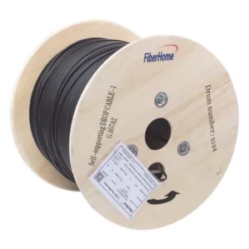 Carrete de Fibra Óptica Aérea / Drop Figura 8 / G.657A2 / Monomodo 1 Hilo / LSZH / 1 km (3281 ft) / Span 80