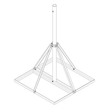 Base No Penetrante para Techo / Mástil 1.5 m (4.9 ft) / Armazón 0.9 x 0.9 m (3 x 3 ft) / Acero Galvanizado en Caliente / Instalación sin Perforación