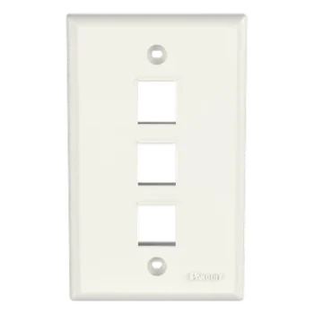 Placa de Pared Vertical / 3 Puertos Keystone / ABS / Blanco Mate / 2.75 x 4.5 pulg.