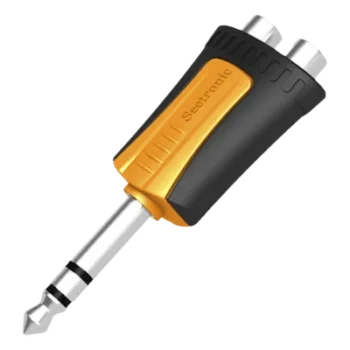 Adaptador de Audio Estéreo / Plug 1/4" (6.3 mm) a 2 x RCA Hembra / Carcasa Plástica / Precableado