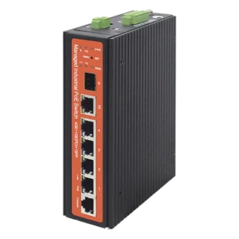 Switch Industrial PoE / 4 Puertos Gigabit / PoE Pasivo 24V / 802.3af/at/bt 60W / SFP / -40°C a 80°C / 6kV / Riel DIN