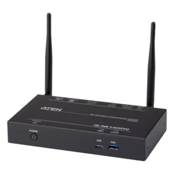 Switch de Presentaciones Inalámbrico / 4K UHD 30 Hz / VGA 1080p / Multivista 2 Fuentes / PoE / Control USB Posterior