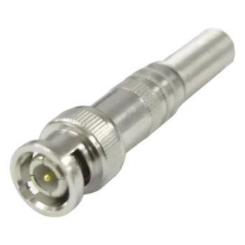 Conector BNC Macho / 75 Ohm / Resorte de Presión / RG-59/RG-6 / Níquel-Oro-PTFE / 41.7 mm (0.14 ft) Largo