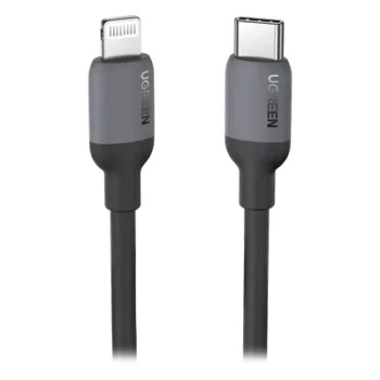 Cable USB-C a Lightning / Certificado MFi / 1 Metro (3.3 Pies) / Carga Rápida PD 20W / Sincronización 480 Mbps / Silicona y TPE / Negro