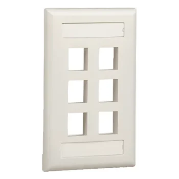 Placa de Pared Vertical / 6 Puertos Keystone / ABS / 69.8 x 114.3 mm / 2.75 x 4.5 pulg. / RoHS / Blanco