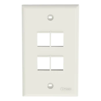 Placa de Pared Vertical / 4 Puertos Keystone / ABS / Blanco Mate / 69.8 x 114.3 mm / 2.75 x 4.5 pulg. / RoHS