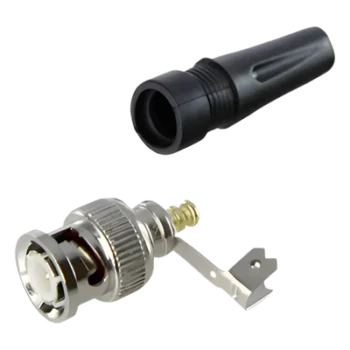 Conector BNC Macho / 75 Ohm / Base de Alivio PVC / Níquel-Oro-PTFE / RG-59 / 55 mm Longitud