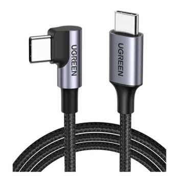 Cable USB-C a USB-C / 1 Metro (3.28 Pies) / Conector 90° / Carga 60W / 480 Mbps / Nylon Trenzado / Aluminio