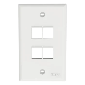 Placa de Pared Vertical / 4 Puertos Keystone / Montaje Vertical / 69.8 x 114.3 mm / 2.75 x 4.5 pulg. / ABS / Blanco