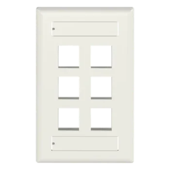 Placa de Pared Vertical / 6 Puertos Keystone / Blanco Mate / 2.75 x 4.5 pulg.