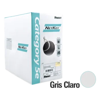 Bobina de Cable UTP / Cat 5e / 24 AWG / CMR Riser / 305 m (1000 ft) / 4 Pares / Cobre Sólido / Gris Claro