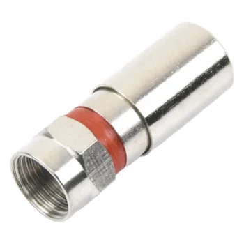Conector F Macho / Compresión en Línea / Cable RG-59 / Cuerpo Bronce Niquelado / Contacto Oro 24k / Aislante Teflón