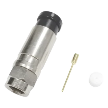 Conector F Macho / Compresión Axial / Cable Coaxial RG-11 / 75 Ohm / Bronce Niquelado