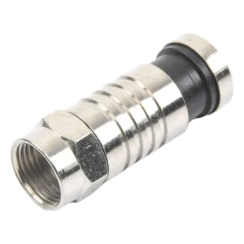 Conector F Macho / Compresión en Línea / Cable RG-59 / Cuerpo Bronce Niquelado / Contacto Oro / Aislante Teflón