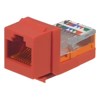 Módulo Jack Keystone / Cat 5e / UTP / 22-24 AWG / RJ45 / Leadframe / PoE / Rojo