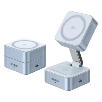 Cargador Inalámbrico Magnético / Qi2 Certificado 25W / Doble Carga + USB-C 5W / Plegable / 16 Imanes 7N / Enfriamiento Inteligente