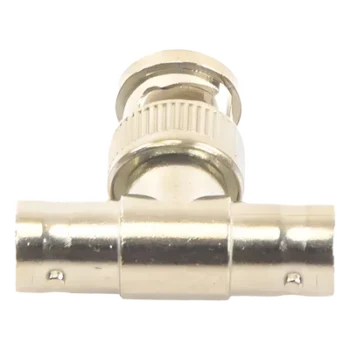 Adaptador Coaxial T / BNC Macho a 2x BNC Hembra / 75 Ohm / Contactos Oro / Aislante Teflón / CCTV Profesional