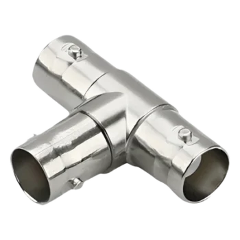 Adaptador Coaxial en T / Triple BNC Hembra / 75 Ohm / Níquel-Oro-PTFE / 14.5 x 23.7 x 33.0 mm