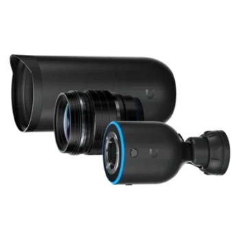 Cámara IP AI DSLR / 4K 8MP 30 fps / Sensor 4/3' 10MP / Lente 45 mm / Ángulo 21.6° / PoE+ 17.77 W / IPX5