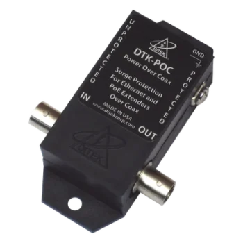 Protector Coaxial PoE / BNC Hembra / 75 Ohms / Ethernet 10/100 / 2.2 x 3.2 x 1.0 pulgadas / Contactos Secos