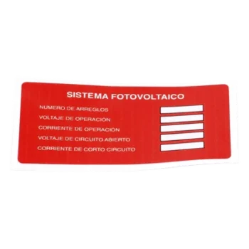 Etiquetas para Sistema Fotovoltaico / Paquete de 20 / Material Resistente a Intemperie / Adhesivo de Alta Resistencia / Cumplimiento Normativo