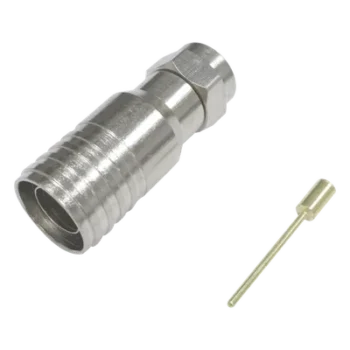 Conector F Macho / Plegable / 75 Ohm / Para Cable RG-11 / Rango -20°C a 80°C / Cuerpo Bronce-Niquelado