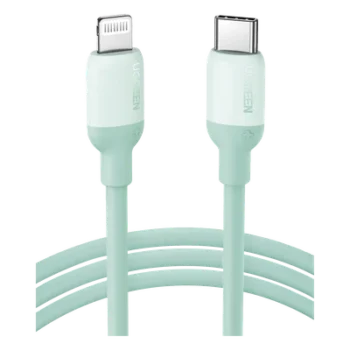 Cable USB-C a Lightning / Certificado MFi / 1 Metro (3.28 Pies) / Carga Rápida PD 20W / Sincronización 480 Mbps / Silicona y TPE / Verde