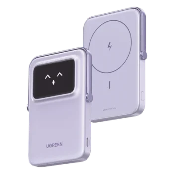 Power Bank Inalámbrico / 10000 mAh / Carga Inalámbrica 7.5W / PD 20W USB-C / Pantalla TFT con Emojis / Soporte Plegable / MagSafe Compatible