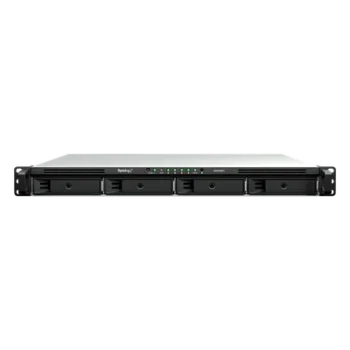 Servidor NAS Rackmount / 4 Bahías Hot-Swappable / 1U / 2000/1300 MB/s Lectura/Escritura / 4 Puertos 1GbE RJ45 / PCIe 3.0 x8 / Dual Power Supply Redundante / DSM / Almacenamiento Empresarial