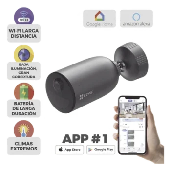 Cámara Bala IP / 2K 3 Megapixel / Batería Recargable 7800 mAh / Visión Nocturna Color 15 m (49.2 ft) / Wi-Fi 2.4 GHz / IP66