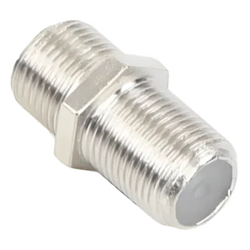 Adaptador Barril Coaxial / Conector F Hembra a F Hembra / 75 Ohm / Montaje en Línea / Zinc Niquelado / Aislante de Polietileno