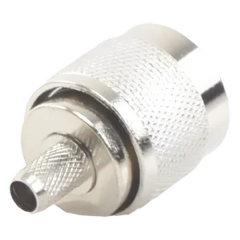 Conector N Macho / Anillo Plegable / 75 Ohm / RG-59 / Níquel-Oro-Teflón / Montaje en Línea