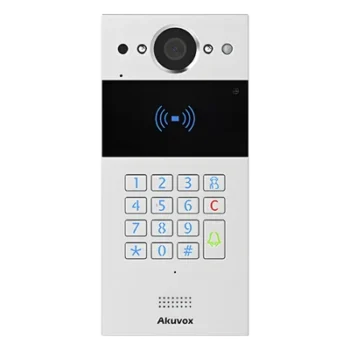 Videoportero IP SIP / 2 Megapixel / Teclado y Lector NFC+RFID 125 kHz / Control de 2 Puertas / PoE / IP65 / Notificación App y Llamada Telefónica / PIN Temporal