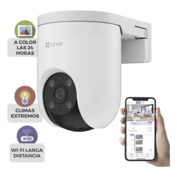 Cámara PT IP / 3 Megapixel (2K) / Wi-Fi 2.4 GHz / Ethernet RJ45 / Visión Nocturna Color / Audio Bidireccional / Defensa Activa / IP65