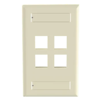 Placa de Pared Vertical / 4 Puertos Keystone / ABS / 69.8 x 114.3 mm / 2.75 x 4.5 pulg. / Marfil